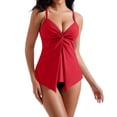 thumbnail image 6 of Womens Tankini Push Up Tummy Control Swimsuit Knot Front Bathing Suit Red M, 6 of 6