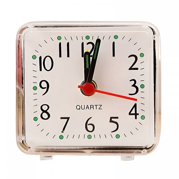 DESIGNICE Square Small Bed Compact Travel Quartz Beep Alarm Clock Cute Portable