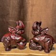 thumbnail image 1 of A pair of ebony wood carved elephant figurines for home, office, decorative crafts, shop openings, or as gifts for new homes., 1 of 3