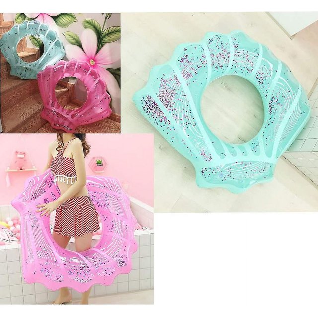 Anillos de natación de concha para niños, adultos, piscina, anillo de natación, flotador inflable, balsa, tubo de natación de agua, decoración de fiesta en la playa de verano (azul, adultos)