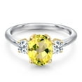 thumbnail image 3 of Gem Stone King 10K Two Tone Gold Canary Mystic Topaz and White Topaz Engagement Ring for Women | 2.66 Cttw | Oval 9X7MM | Gemstone November Birthstone | Size 6, 3 of 6