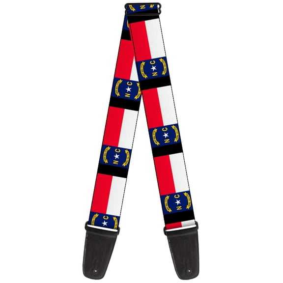 Buckle-Down Guitar Strap, North Carolina Flag Black, 2 Inches Wide