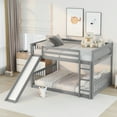 thumbnail image 4 of Harper & Bright Designs Full Size Floor Bunk Bed with Slide and Ladder, Full over Full Wood Bunk Bed with Guardrail for Bedroom, Gray, 4 of 16