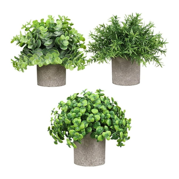 3 piezas de pequeñas plantas falsas, plantas artificiales en maceta, plantas decorativas de imitación en maceta para estante de oficina, decoración de Estilo I