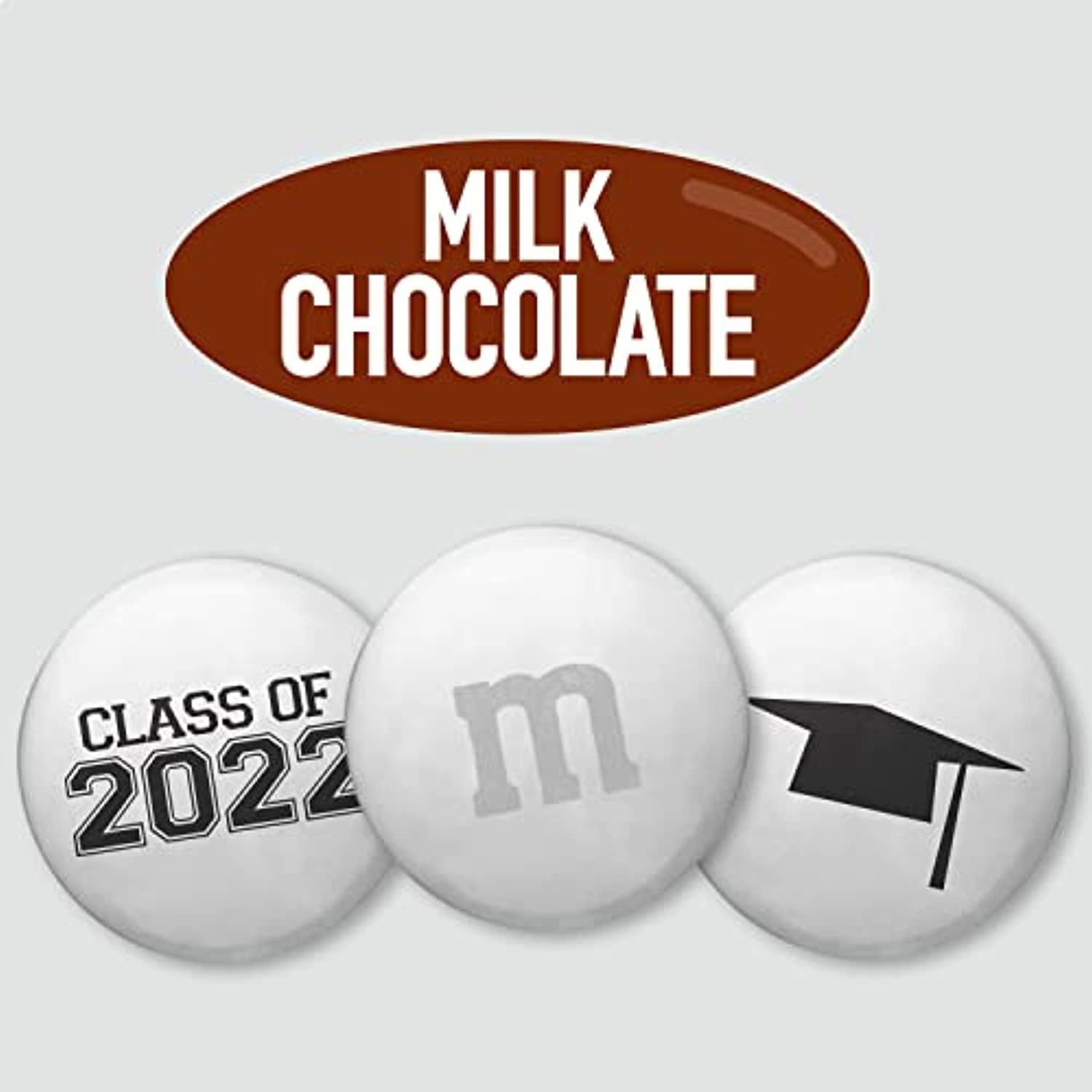 M&M's Class of 2023 Milk Chocolate Candies, 2 Pounds of White Bulk Candy Printed with Grad-Themed Images, Resealable Bag for Graduation Parties