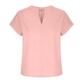 thumbnail image 6 of Nrmvnmi Womens Linen T Shirts Basic V Neck Tee Loose Fitting Casual Short Sleeve Tops For Mothers day gifts, 6 of 8