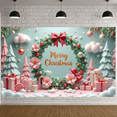 thumbnail image 5 of Colorful Design Christmas Banner Decorative Wreath Holiday Decoration Party Backdrop for Home Celebration Photo Props Winter Festive, 5 of 9