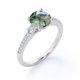 thumbnail image 4 of JeenMata Anillo de Compromiso de 1,5 Quilates con Pavé de 4 Puntas, Forma Redonda, Ágata Verde Musgo Dendrítica Natural Transparente y 3 Piedras de Moissanita en Baño de Oro Blanco de 18 K sobre Plata, 4 of 6