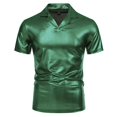thumbnail image 1 of Camisa informal de diseño elegante y brillante para hombre, ideal para vacaciones: material PU, transpirable, ligera, lavable a máquina, para fiestas y uso diario., 1 of 4