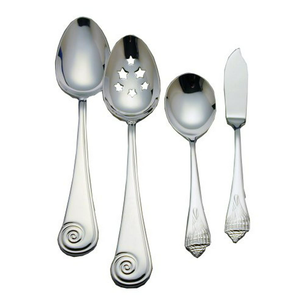Reed & Barton Sea Shells 18/10 Stainless Steel 4-Piece Flatware Hostess 18/10 Stainless Steel Flatware Dishwasher Safe