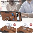 thumbnail image 3 of Jiahe Cover for Google Pixel 6a, Wallet Case with Built-in 360°Rotation Ring Stand,Anti-Drop Shockproof Credit Card Slots Lens Protector Cover,Support Magnetic Car Mount,, brown, 3 of 8