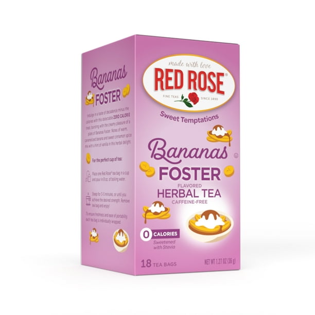 Red Rose Sweet Temptations Dessert Tea Bananas Foster, Zero Carbs, Zero