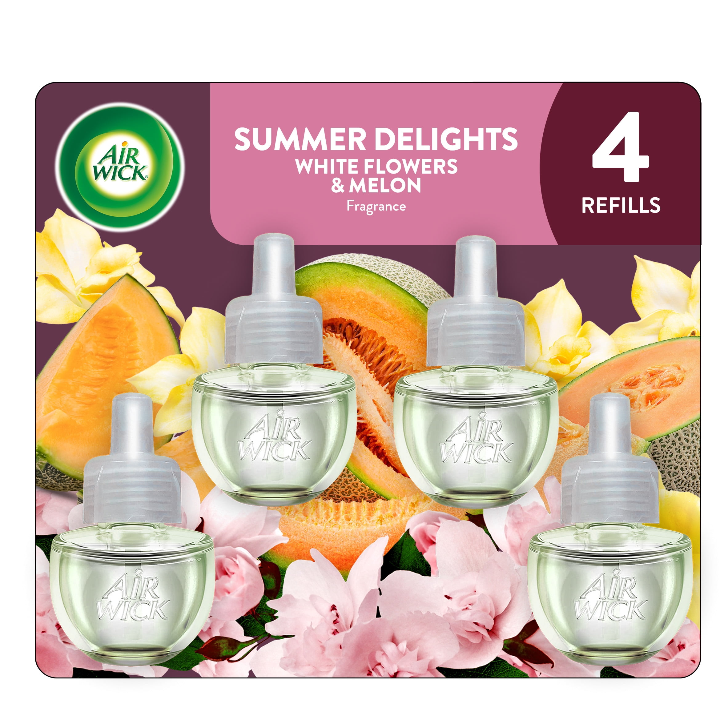 (5 pack) Air Wick Plug-In Scented Oil Warmer Air Freshener Refills, Summer Delights 4 Count
