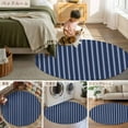 thumbnail image 6 of 7Ft Round Rug, Navy Blue Striped Non-Skid Rubber Backing Large Area Rugs - Living Room Bedroom Home Office, Navy Blue White Farmhouse Stripes Indoor Floor Mat Carpets Washable Rug, 6 of 9
