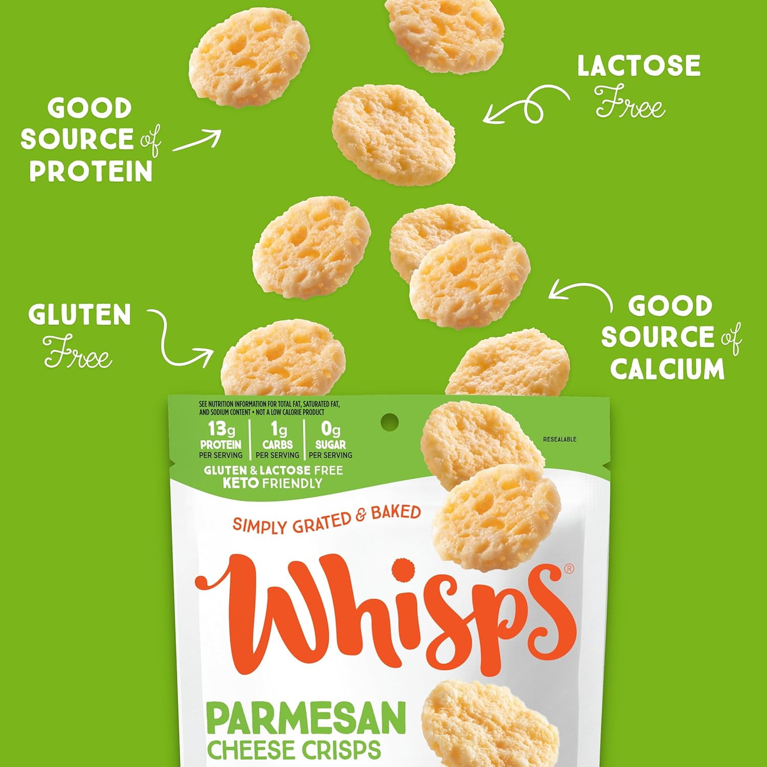 Cheese Crisps Parmesan Cheese | Protein Chips | Healthy Snacks | Protein Snacks, Gluten Free, High Protein, Low Carb Keto Food (10.8 Oz, 2 Pack)