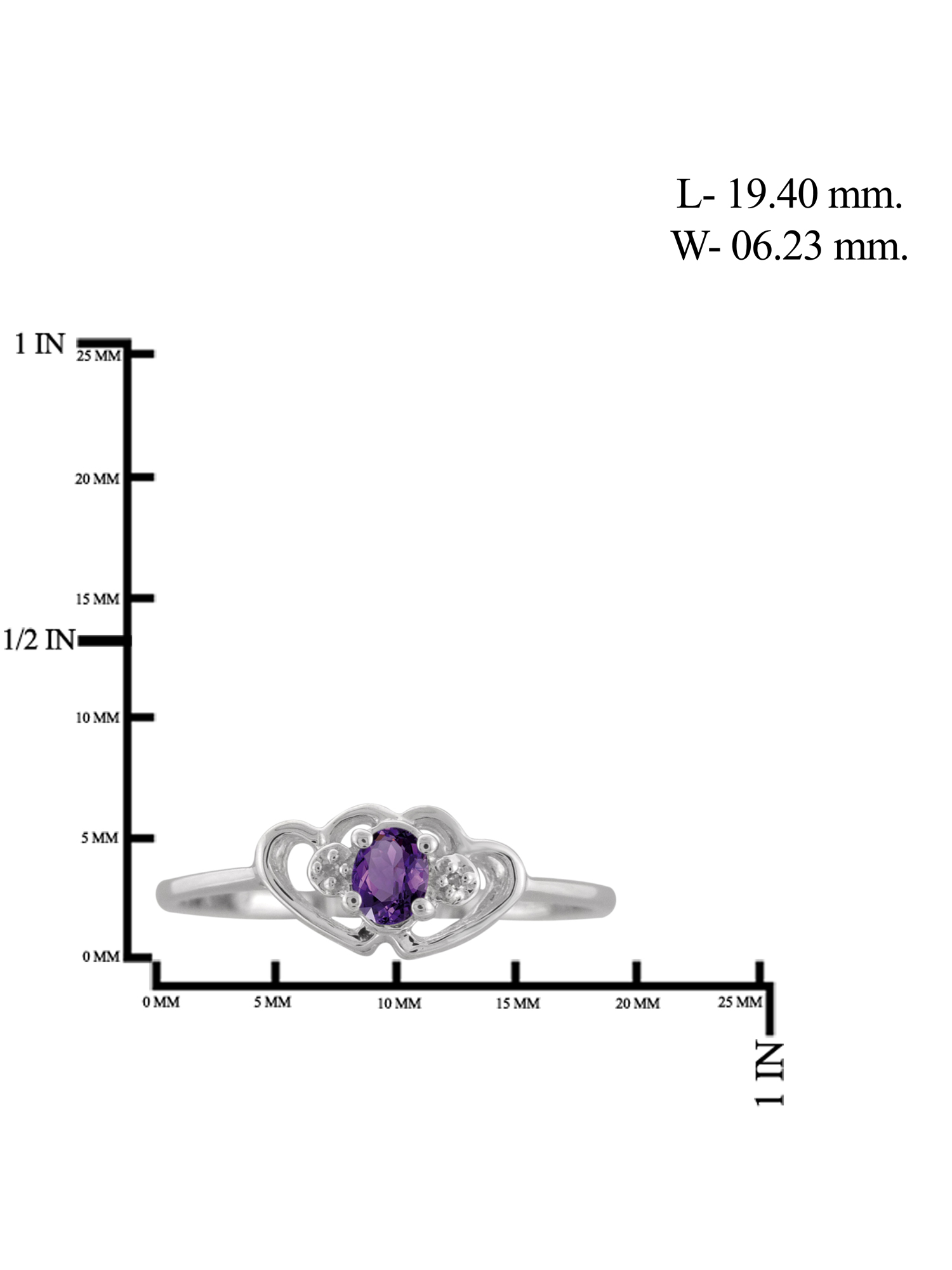 JewelersClub Amethyst Ring Birthstone Jewelry – 0.15 Carat Amethyst 0.925 Sterling Silver Ring Jewelry with White Diamond Accent – Gemstone Rings with Hypoallergenic 0.925 Sterling Silver Band - image 3 of 4