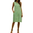 thumbnail image 1 of Vestido de Verano de Mujer con Bolsillos sin Mangas Cambio de Lino de Rodilla Vestido de Verano Casual Bolsillos Laterales de Tela Transpirable Colores Versátiles, 1 of 9