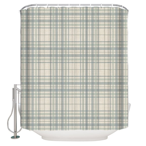 Buffalo Plaid Bathroom Shower Curtains with 12 Hooks Polyester Waterproof Shower Curtain for Stalls and Bathtubs Slate Blue Grey Farmhouse Gingham Striped Decorative Bathroom Curtain 72x84 Inches