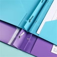 thumbnail image 3 of Plastic Pocket Folders with Business Card Slot, Project Folders with 2 Pockets and Top Retaining Flap, Poly File Folders for Back to School Supplies, Fits Letter Size Sheets, 1Pc(Pink,11.7x9.5"), 3 of 8