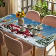 thumbnail image 3 of Blue Christmas Table Cloths for 3 Foot Rectangle Tables, Winter Red Truck Pine Tree Xmas Snowflakes Patio Waterproof Elastic Fitted Tablecloths, Washable Rectangular Table Cover for Camping, 3 of 8