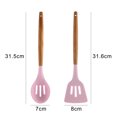 thumbnail image 2 of Utensilios de cocina del silicón de la cocina, sistema del utensilio de cocina de 2 piezas, utensilios de cocina de madera fáciles de limpiar, 2 of 5
