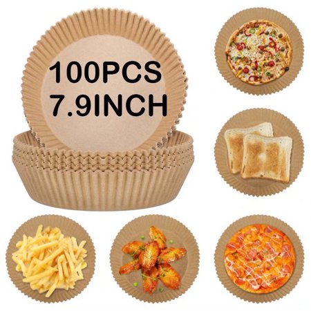Air Fryer Disposable Paper 100pcs 7.9Inch Air Fryer Accessories Oven Steamer Paper Liner Oil Absorbing Baking Mats Kitchen Gadgets