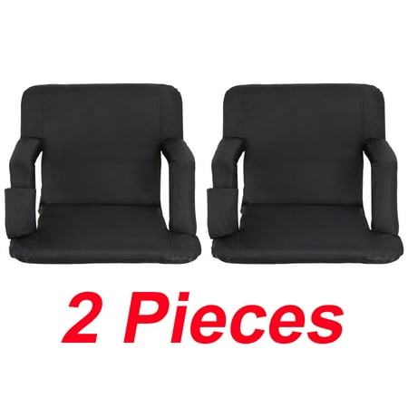 Zeny Set of 2 Portable Stadium Seat Chair, Reclining Seat Black Bleachers 5 (Best Stadium Seat For Back Support)