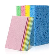 4Pcs Cellulose Sponges, Heavy Duty Scrub Kitchen Sponges, Non Scratch Natural Dish Sponge for Kitchen Bathroom Cars, Funny Cut-Outs DIY for Kids