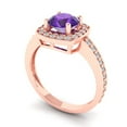 thumbnail image 2 of 1.335 ctw Solitaire with Zirconia Diamond Accents Anniversary Ring for Women | Round Cut Natural Amethyst | Hyperallergenic Solid 18K Rose Gold, 2 of 5