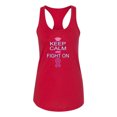 thumbnail image 2 of Keep Calm and Fight On Breast Cancer Awareness Ladies Racerback Tank Top, Red, Small, 2 of 3