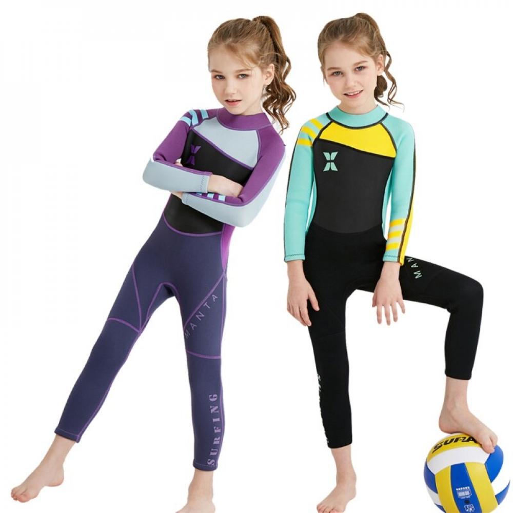 Details about / Kids 2mm Neoprene Full Body Wetsuit Swimsuit Long Sleeve Warm Jumpsuit Swimwear