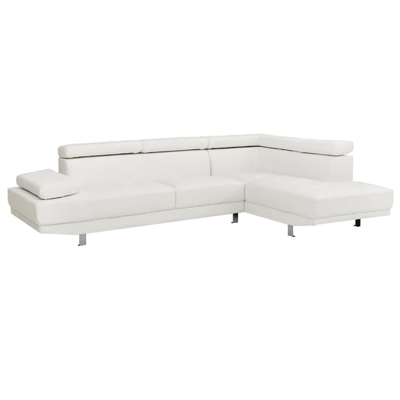 Contemporary Home Living Adjustable Faux Leather L Shape Sectional Sofa - 109" - White
