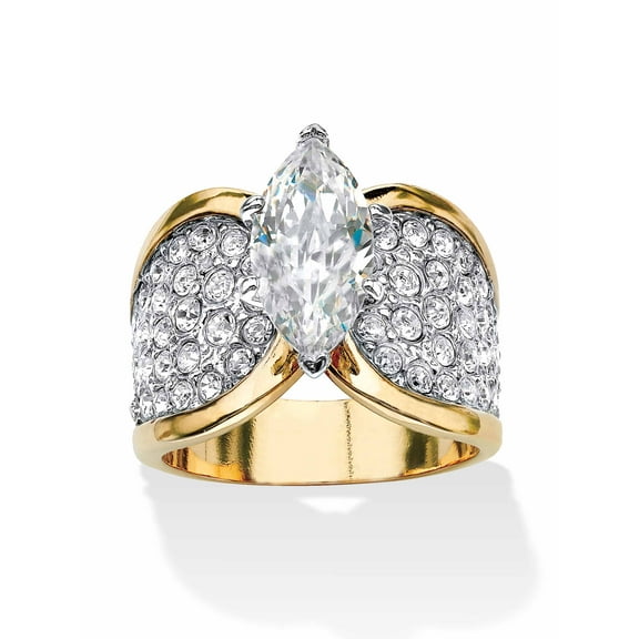 PalmBeach Jewelry Marquise-Cut Cubic Zirconia and Pave Crystal Cocktail Ring 2.48 TCW In Yellow Gold-Plated or Platinum-Plated