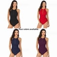 thumbnail image 4 of Traje de baño con cuello colgante para mujer, poliéster y elastano, color negro, 4 of 4