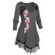 thumbnail image 1 of Camiseta de encaje de flor de bordado Rosegal Mangas largas de talla grande, 1 of 5