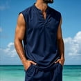 thumbnail image 6 of Men's Sleeveless Pocket T-Shirt Tank Top Muscle Tee V-Neck Casual Sports Shirts Moisture Wicking Quick Dry Breathable Summer Gym Workout Running Outdoors Essentials | JASKFLY,Navy S, 6 of 9