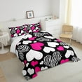 thumbnail image 3 of Castle Fairy Love Heart Print 3 Pieces Queen Comforter Set,Wildlife Zebra Ultra Soft Bedding Sets,Valentine's Day Bedding Comforter Set,Lightweight Animal Room Decor, 3 of 8