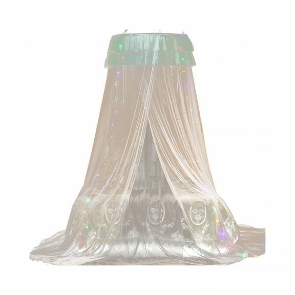 AUQ Bed Canopy for Girls with Glowing Stars - Canopy Bed Curtains | Fits Single, Twin, Full, Queen Size Kids Bed, Princess Netting Room Decor, Ceiling Tent to Cover Toddler