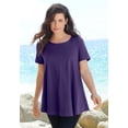 thumbnail image 6 of Roaman's Women's Plus Size Cotton Ultimate Swing Tee With Keyhole Back, 6 of 6