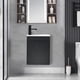 thumbnail image 2 of Combinación de lavabo de baño de 16 pulgadas para espacios pequeños, mueble de baño montado en la pared con lavabo de resina blanca, grifo negro,Blanco, 2 of 2