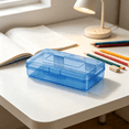 thumbnail image 3 of Plastic Pencil Case, Large Clear Pencil Boxes with Snap-tight Lid Stackable, Stylish Office Supplies Storage Organizer, Blue 8.1x4.8x2.3in, 3 of 6
