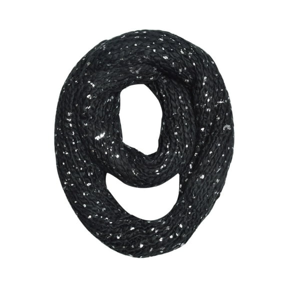 Premium Winter Silver Flakes Rib Knit Soft Infinity Loop Circle Scarf
