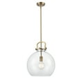 thumbnail image 4 of Innovations Lighting  Newton Sphere - 1 Light 14" Stem Hung Pendant Brushed Brass/Matte White, 4 of 5