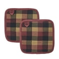 thumbnail image 2 of VHC Brands Cotton Pot Holder Set of 2, Heat Resistant, Kitchen Potholders, Heritage Farms Collection, Square 8x8, Deep Burgundy, 2 of 3