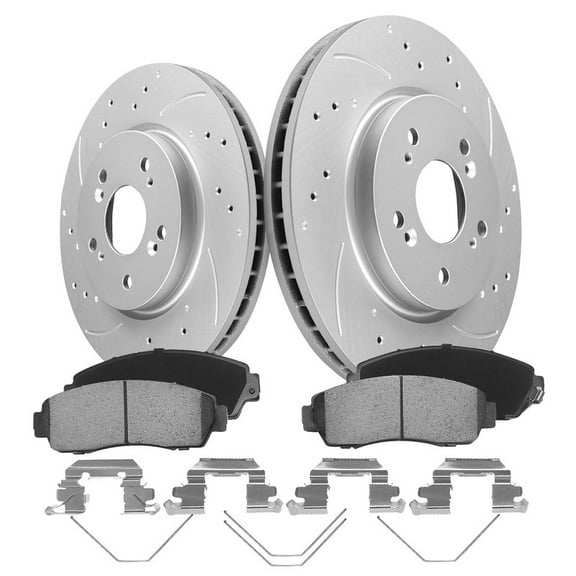 Aurogenix Front Brake Kit, Compatible With 2007-2016 Honda CR-V, 2012-2015 Honda Crosstour, Geomet Coated Brake Pads and Rotors Kit, 296mm 11.7in