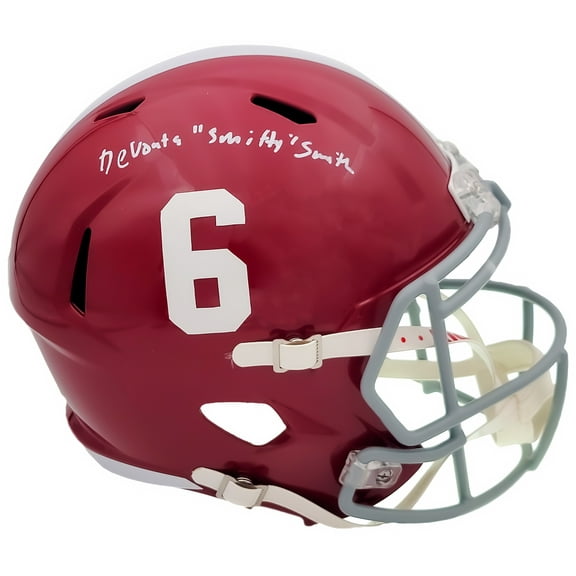 Devonta Smith Autographed Alabama Crimson Tide Red Full Size Replica Speed Helmet "Smitty" Beckett BAS QR 203863