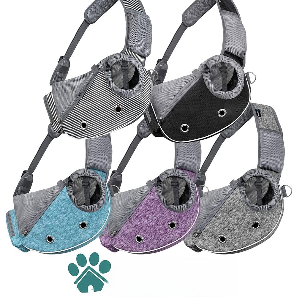 Dog Sling Carrier For Small Dogs  Puppy Purse Bags Traveling Carrying Bag To Wear Medium Cat Adjustable Crossbody Pet Travel Poop Dispenser Max 5 Lbs Gray