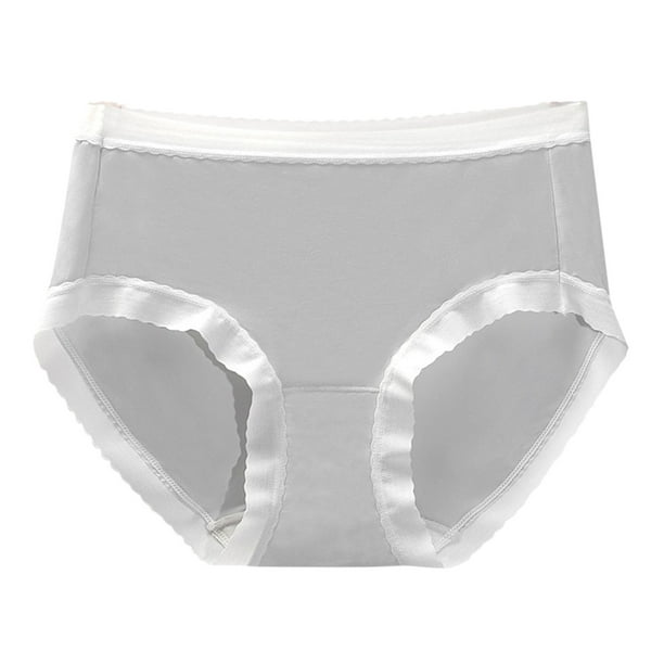 Aayomet Womens Cotton Underwear Plus Size High Waist Cotton Breathable  Panty Women Dot Briefs Comfort Cotton Briefs (Gray, L)