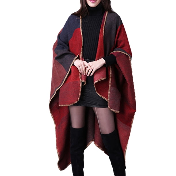 Minnieouse Ponchos de moda, capas ligeras, suaves, de gran tamaño, chales, silenciador lavable, bufanda acolchada de Cachemira de simulación Accesorios de disfraces Rojo