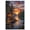 Unframe-style, variant on Vibrant Sunset Log Cabin Canvas Wall Art River Forest Landscape Painting Rustic Home Decor Cozy Woodland Art Prints for Living Room Bedroom
